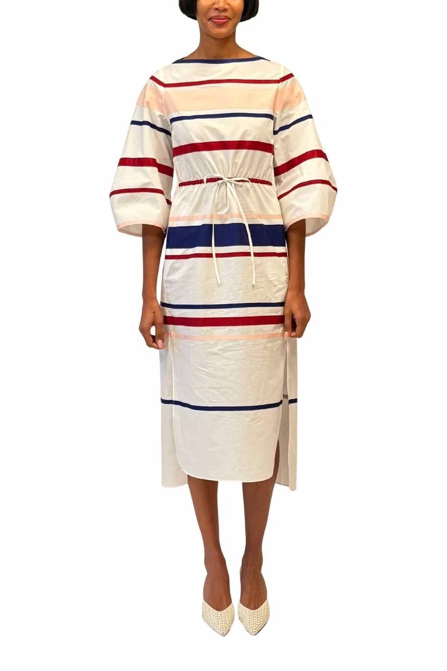NEW ROSIE ASSOULIN ribbon caftan dress in white/multi